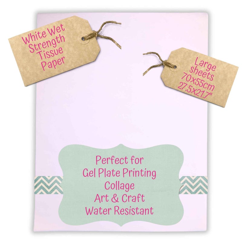 Carnvial Papers Carnival Papers Wet Strength White Tissue Paper 10 Sheets Alternative to Deli Paper for Model Making, Geli Printing, Mixed Media Crafts etc Resistant to Tearing When Wet - Image 1